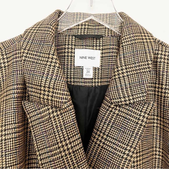 Nine West Womens Blazer Brown and Tan with Metallic Accents Size 2X - Picture 5 of 10